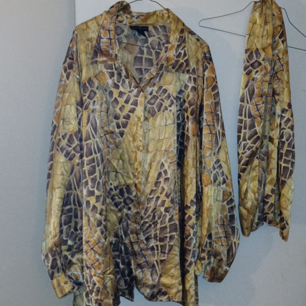 Ashley Stewart blouse with matching scarf size 26